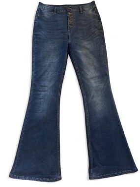 Bluenotes Dark Blue Flare Jeans with Button-Fly